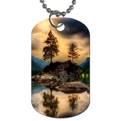 Sunset Dusk Sky Clouds Lightning Dog Tag (one Side)