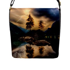 Sunset Dusk Sky Clouds Lightning Flap Messenger Bag (l) 