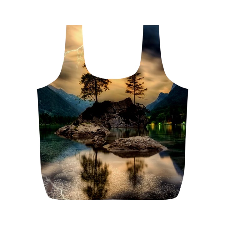 Sunset Dusk Sky Clouds Lightning Full Print Recycle Bags (M) 