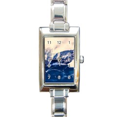 Antarctica Mountains Sunrise Snow Rectangle Italian Charm Watch by BangZart