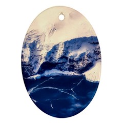 Antarctica Mountains Sunrise Snow Ornament (oval) by BangZart