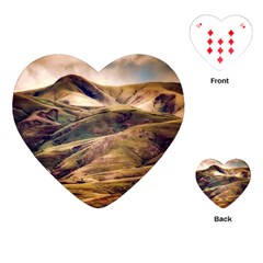 Iceland Mountains Sky Clouds Playing Cards (heart)  by BangZart