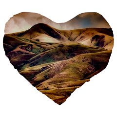 Iceland Mountains Sky Clouds Large 19  Premium Heart Shape Cushions