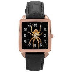 Insect Macro Spider Colombia Rose Gold Leather Watch 