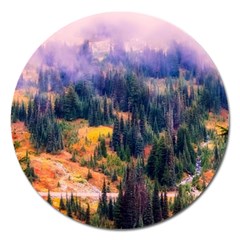 Landscape Fog Mist Haze Forest Magnet 5  (round) by BangZart