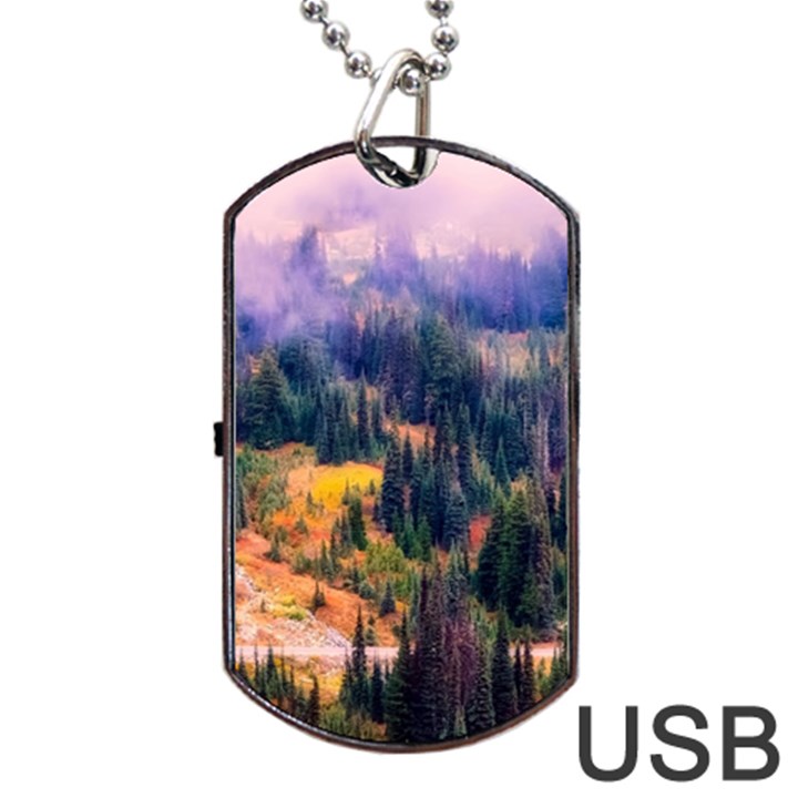Landscape Fog Mist Haze Forest Dog Tag USB Flash (One Side)