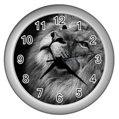 Feline Lion Tawny African Zoo Wall Clocks (silver)  by BangZart