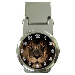 African Lion Mane Close Eyes Money Clip Watches by BangZart