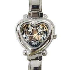 Tiger Bengal Stripes Eyes Close Heart Italian Charm Watch by BangZart