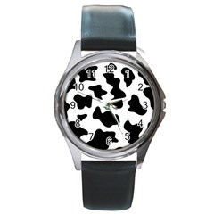 Animal Print Black And White Black Round Metal Watch by BangZart