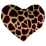 Animal Print Girraf Patterns Large 19  Premium Flano Heart Shape Cushions Front