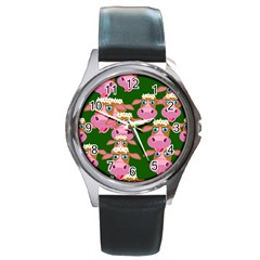 Seamless Tile Repeat Pattern Round Metal Watch by BangZart
