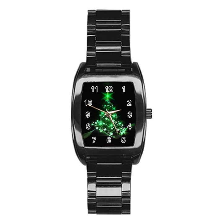 Christmas Tree Background Stainless Steel Barrel Watch