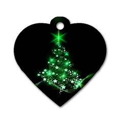 Christmas Tree Background Dog Tag Heart (one Side) by BangZart