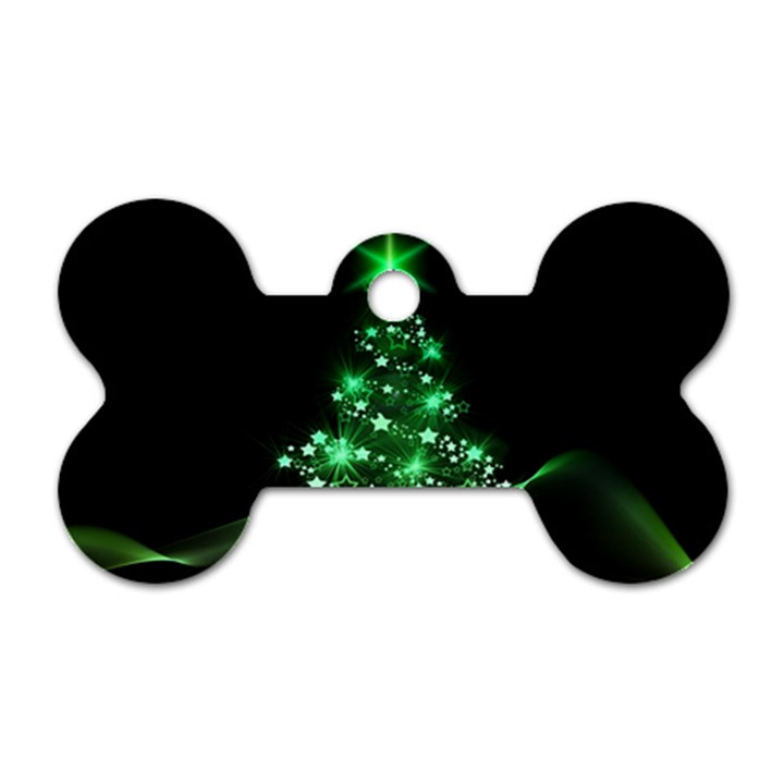 Christmas Tree Background Dog Tag Bone (One Side)