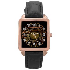 Eye Technology Rose Gold Leather Watch  by BangZart