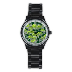 Seamless Tile Background Abstract Stainless Steel Round Watch