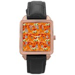 Animals Pet Cats Mammal Cartoon Rose Gold Leather Watch  Front