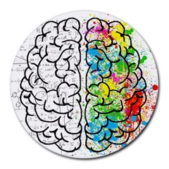 Brain Mind Psychology Idea Hearts Round Mousepads by BangZart