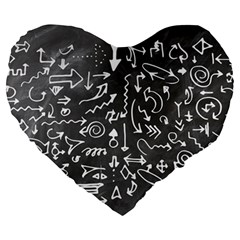 Arrows Board School Blackboard Large 19  Premium Heart Shape Cushions