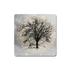 Snow Snowfall New Year S Day Square Magnet by BangZart