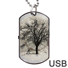 Snow Snowfall New Year S Day Dog Tag Usb Flash (two Sides) by BangZart