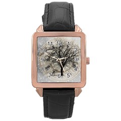 Snow Snowfall New Year S Day Rose Gold Leather Watch 