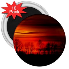 Tree Series Sun Orange Sunset 3  Magnets (10 Pack)  by BangZart