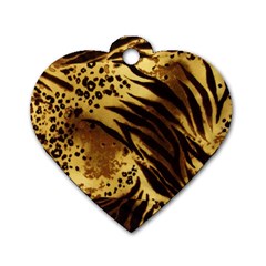 Pattern Tiger Stripes Print Animal Dog Tag Heart (two Sides) by BangZart