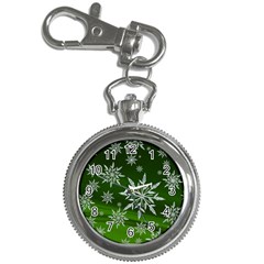 Christmas Star Ice Crystal Green Background Key Chain Watches