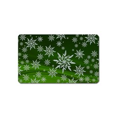 Christmas Star Ice Crystal Green Background Magnet (name Card) by BangZart