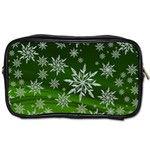 Christmas Star Ice Crystal Green Background Toiletries Bags Front