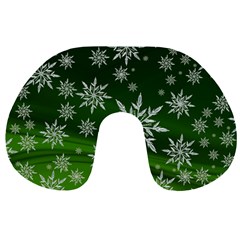 Christmas Star Ice Crystal Green Background Travel Neck Pillows by BangZart