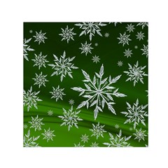 Christmas Star Ice Crystal Green Background Small Satin Scarf (square)