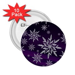 Christmas Star Ice Crystal Purple Background 2 25  Buttons (10 Pack)  by BangZart