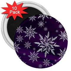 Christmas Star Ice Crystal Purple Background 3  Magnets (10 Pack)  by BangZart