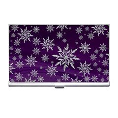 Christmas Star Ice Crystal Purple Background Business Card Holders by BangZart