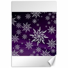 Christmas Star Ice Crystal Purple Background Canvas 12  X 18  