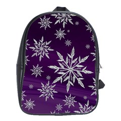 Christmas Star Ice Crystal Purple Background School Bag (large) by BangZart