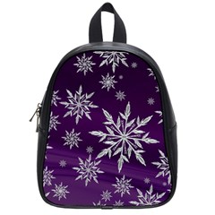 Christmas Star Ice Crystal Purple Background School Bag (small) by BangZart