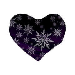 Christmas Star Ice Crystal Purple Background Standard 16  Premium Heart Shape Cushions by BangZart