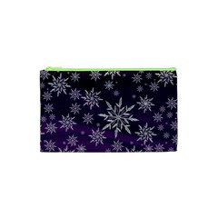 Christmas Star Ice Crystal Purple Background Cosmetic Bag (xs)