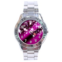 Background Christmas Star Advent Stainless Steel Analogue Watch by BangZart