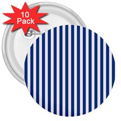 Blue Stripes 3  Buttons (10 Pack) 