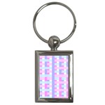Gingham Nursery Baby Blue Pink Key Chains (Rectangle)  Front