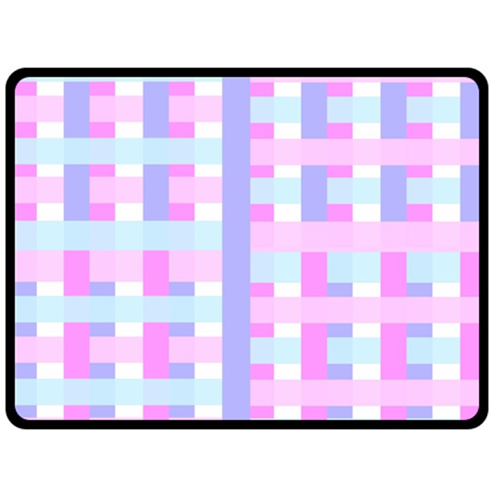 Gingham Nursery Baby Blue Pink Fleece Blanket (Large) 