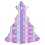 Gingham Nursery Baby Blue Pink Christmas Tree Ornament (Two Sides) Back
