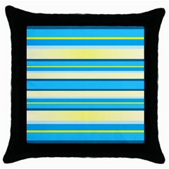 Stripes Yellow Aqua Blue White Throw Pillow Case (Black)