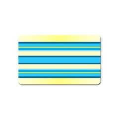 Stripes Yellow Aqua Blue White Magnet (Name Card)