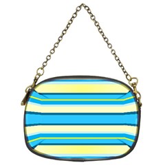 Stripes Yellow Aqua Blue White Chain Purses (Two Sides) 